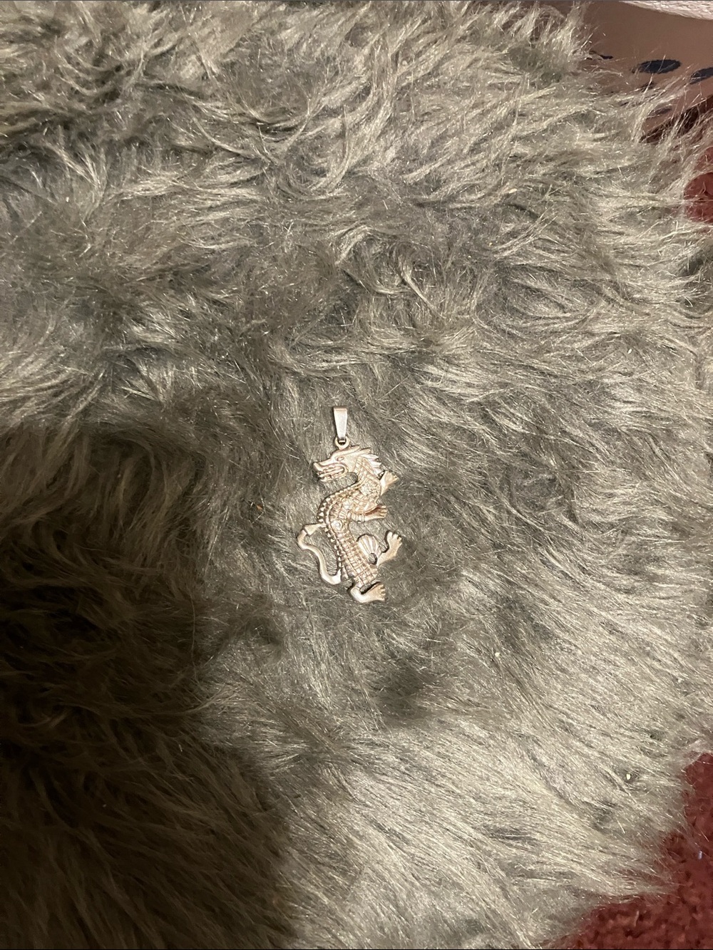 Sterling Silver Dragon Pendant Necklace - Gray Accent